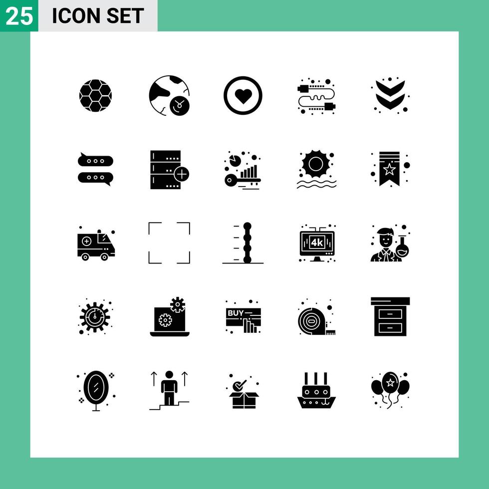 Mobile Interface Solid Glyph Set of 25 Pictograms of marketing direct research communication user Editable Vector Design Elements