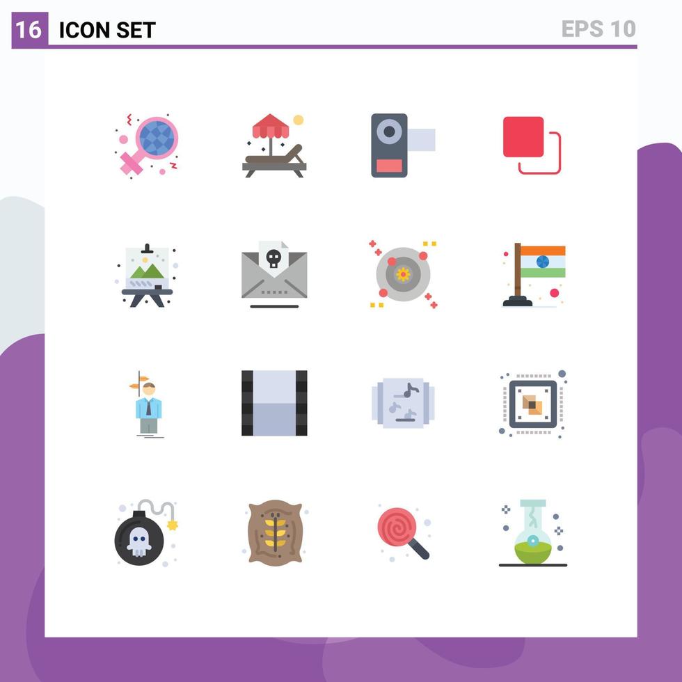 Set of 16 Vector Flat Colors on Grid for art stack film quadruple four Editable Pack of Creative Vector Design Elements