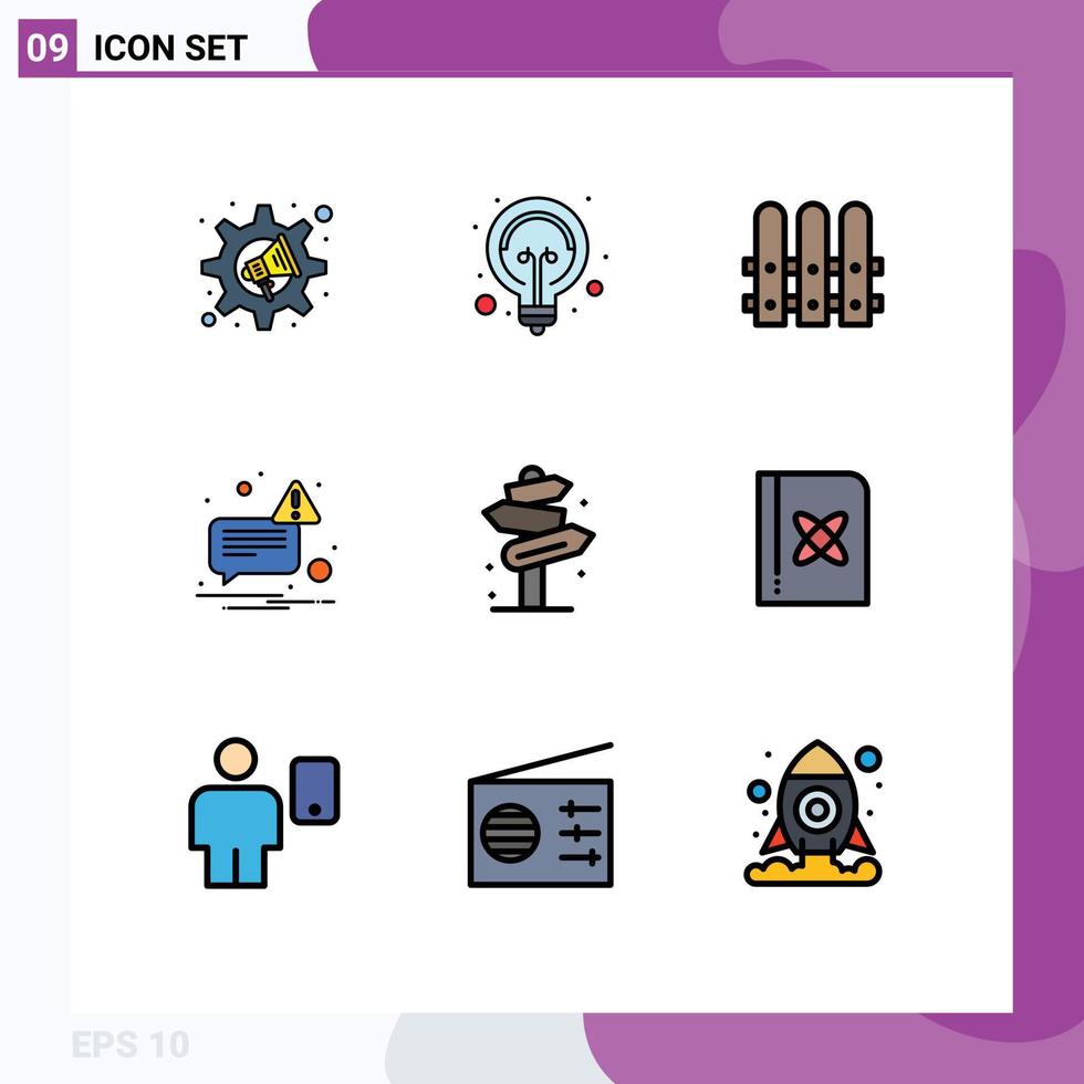 Set of 9 Modern UI Icons Symbols Signs for sign direction construction beach not Editable Vector Design Elements