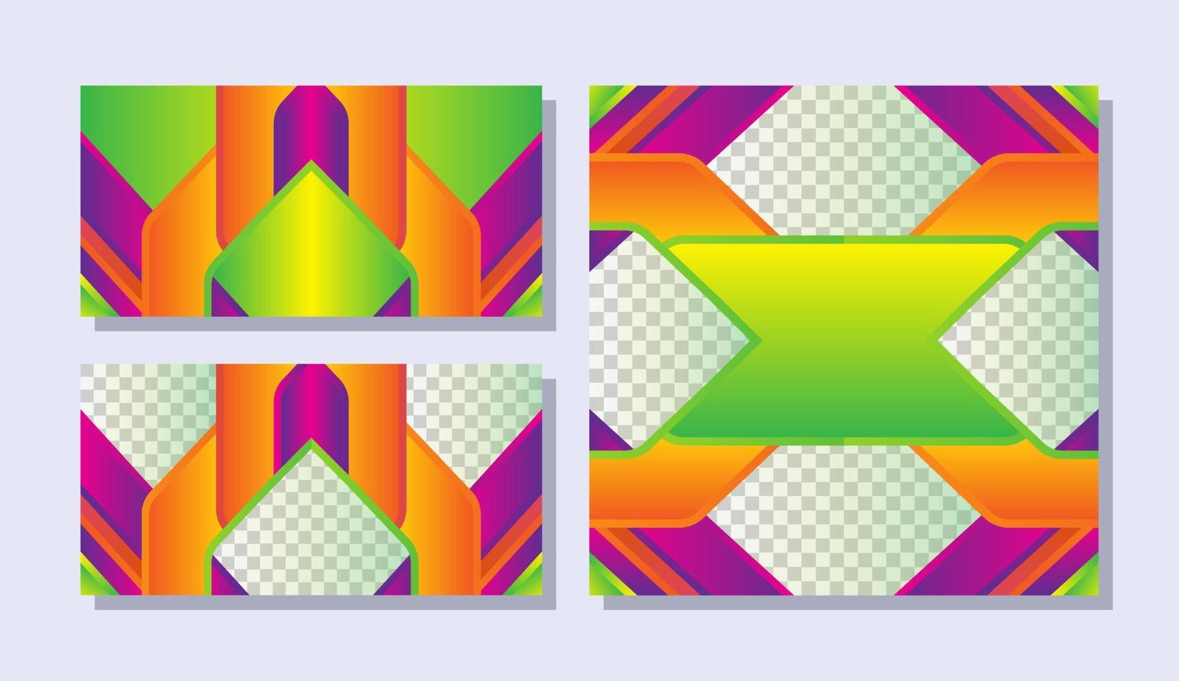 Set of abstract backgrounds. Violet, orange and green background color with stripe line shape. Suitable for social media post and web internet ads. Vector illustration with photo college.