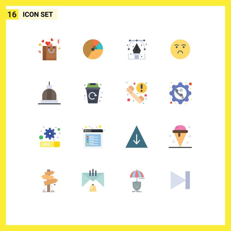16 User Interface Flat Color Pack of modern Signs and Symbols of emotion pen finance graphic design Editable Pack of Creative Vector Design Elements
