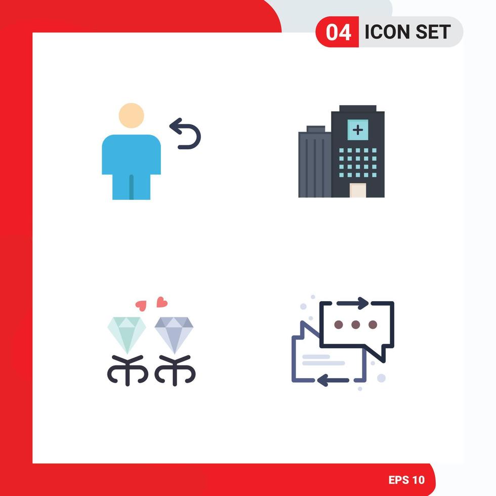 4 Universal Flat Icon Signs Symbols of avatar diamond human madical present Editable Vector Design Elements