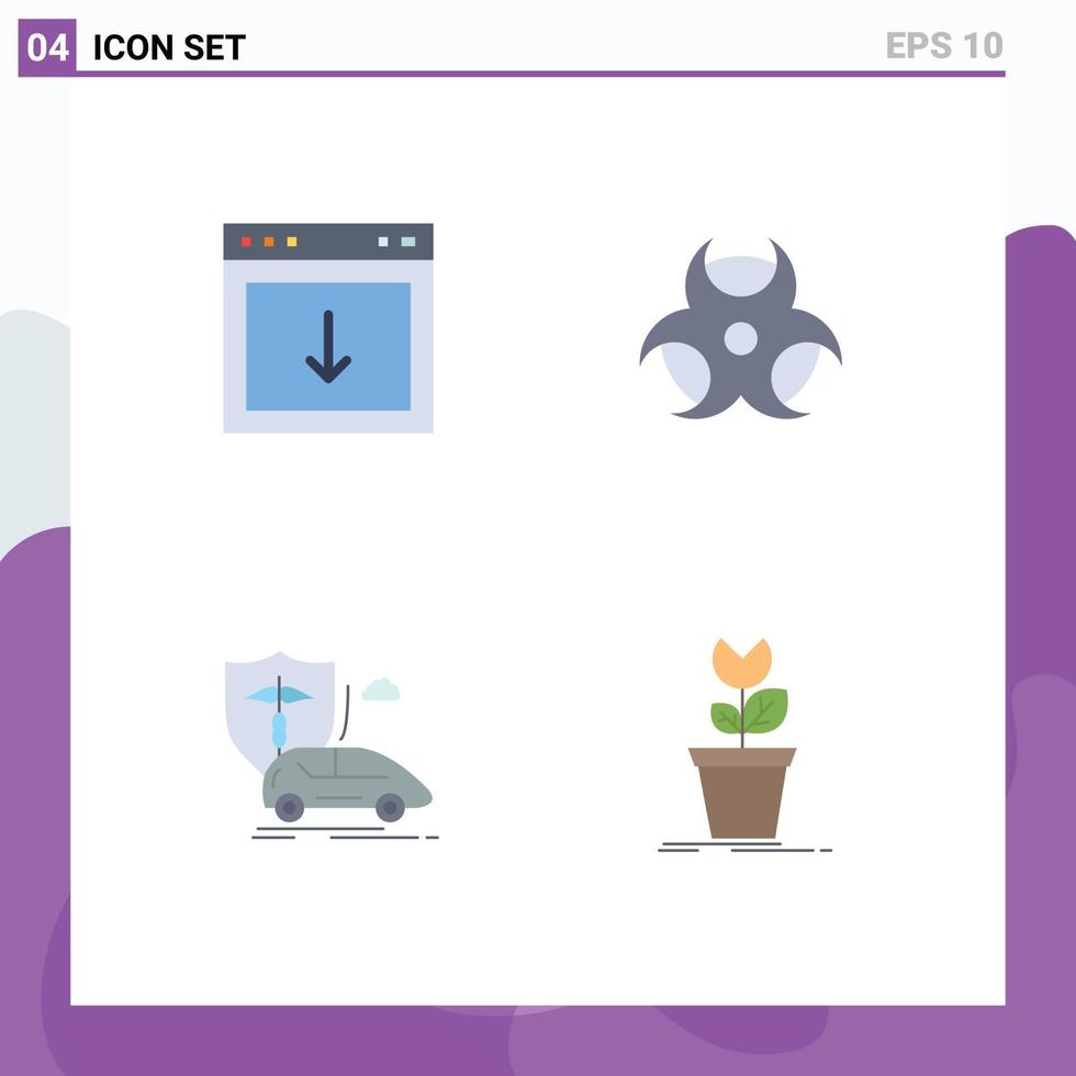 paquete de 4 iconos planos creativos de elemento de mano de aplicación transporte físico elementos de diseño vectorial editables vector