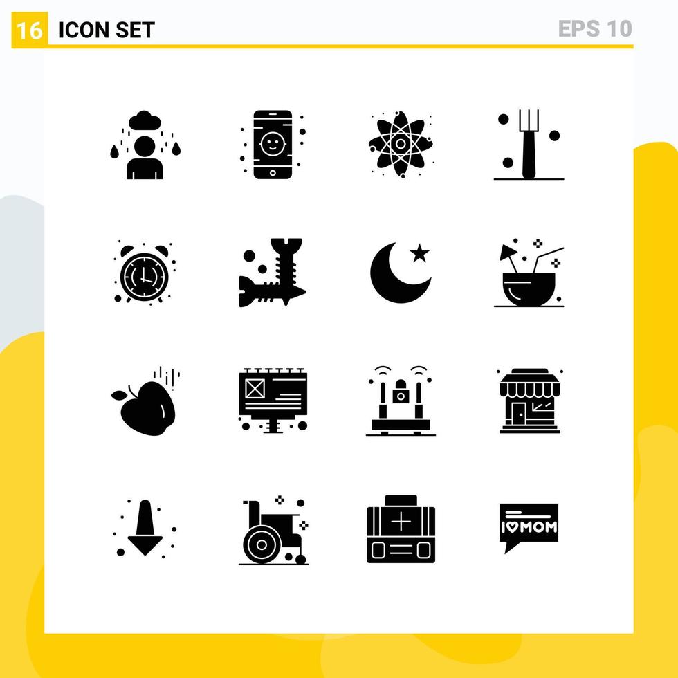 Stock Vector Icon Pack of 16 Line Signs and Symbols for screw morning science clock alarm Editable Vector Design Elements
