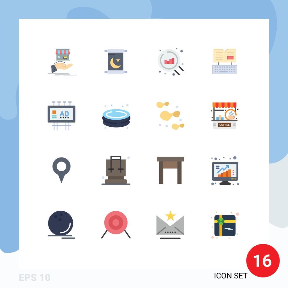 16 Thematic Vector Flat Colors and Editable Symbols of marketing advertising web facebook keyboard Editable Pack of Creative Vector Design Elements