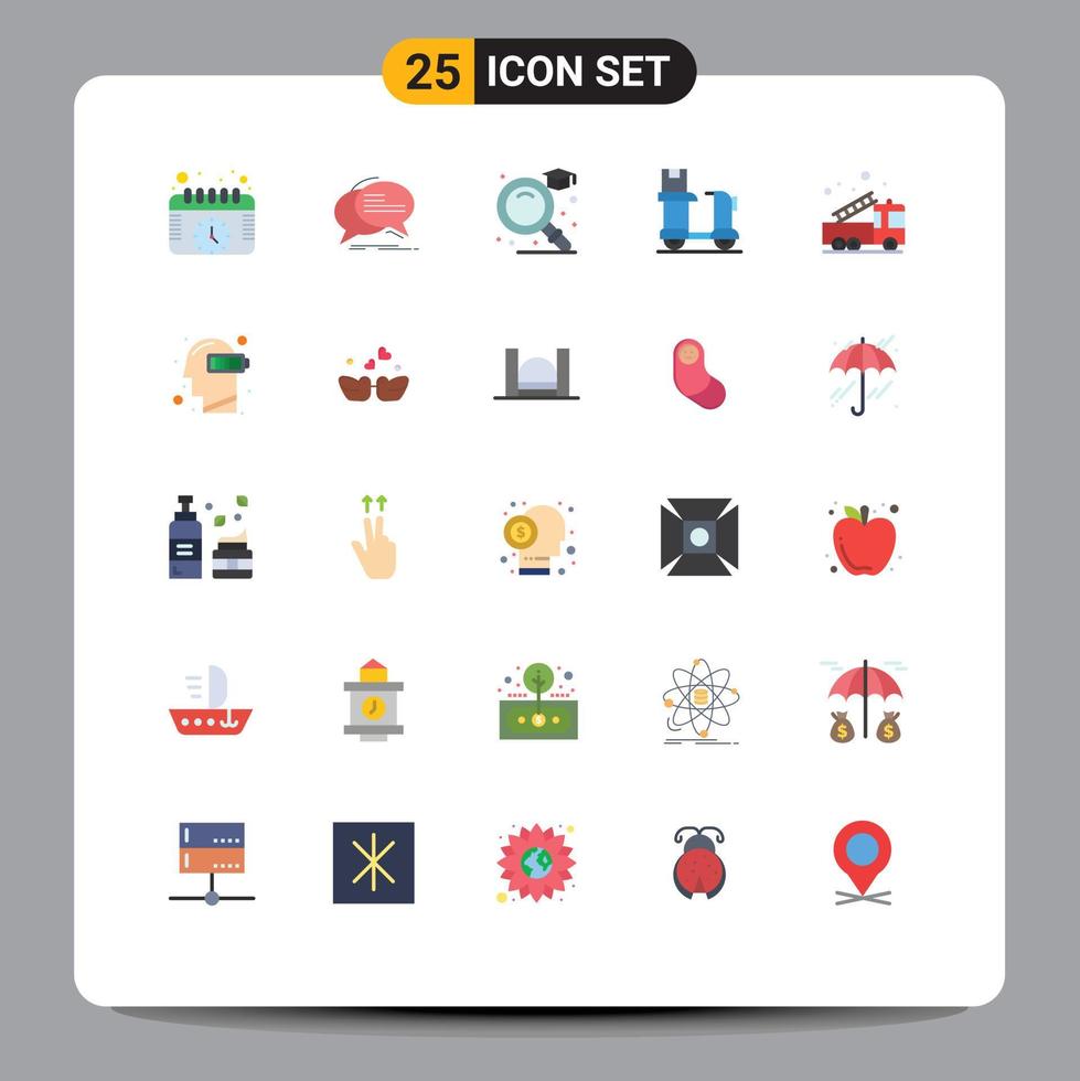 Set of 25 Modern UI Icons Symbols Signs for alarm logistic talk delivery bike Editable Vector Design Elements