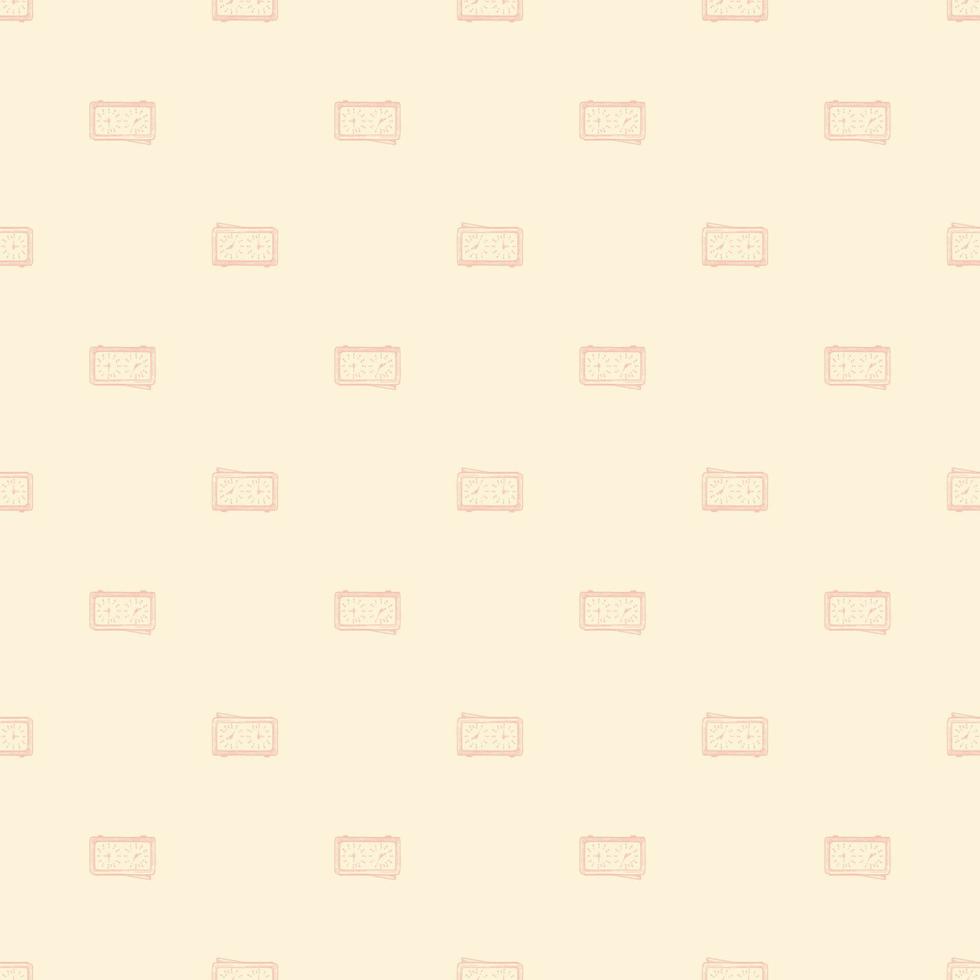 Chess clock engraved seamless pattern. Retro watch for chess game in hand drawn style. Sketch texture for fabric, wallpaper, textile, print, title, wrapping paper. Vector illustration.