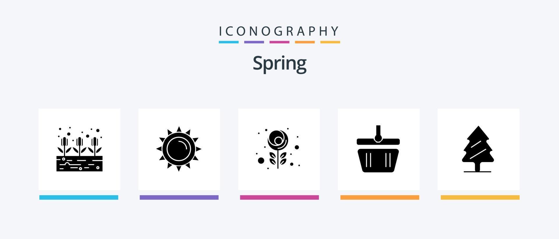 Spring Glyph 5 Icon Pack Including spring. nature. flower. spring. cart. Creative Icons Design vector