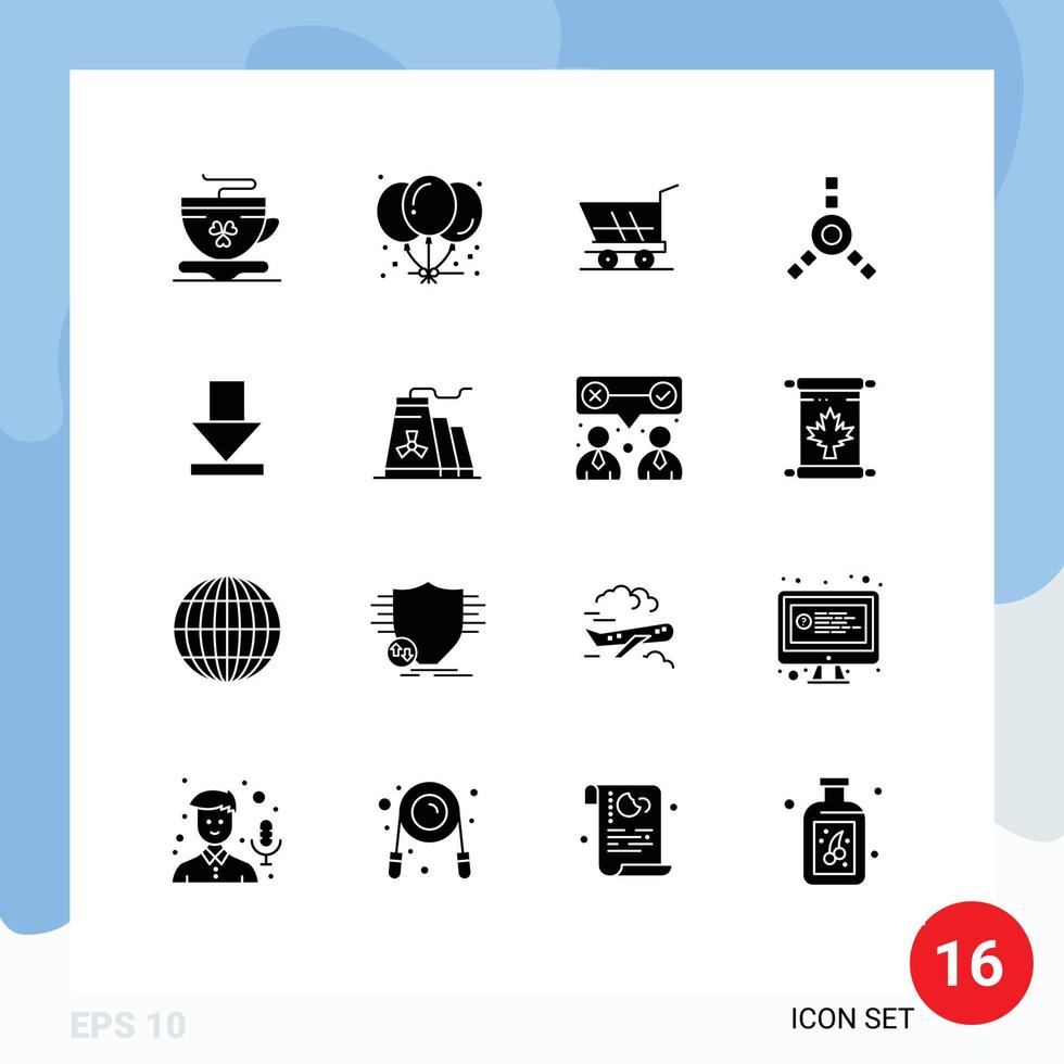 Set of 16 Modern UI Icons Symbols Signs for building dawn cart arrow connection Editable Vector Design Elements