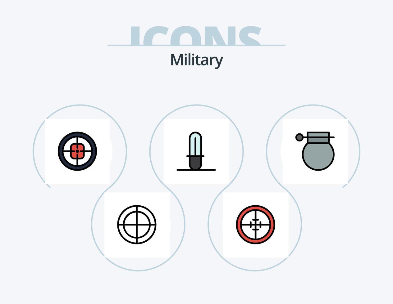 paquete de iconos llenos de línea militar 5 diseño de iconos. soldado. militar. Ejército. Insignia. objetivo vector