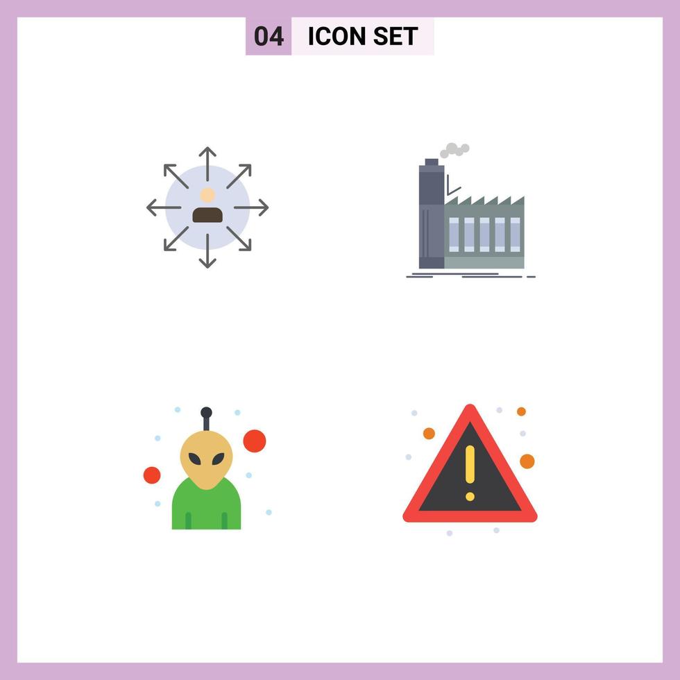 conjunto de 4 iconos planos vectoriales en cuadrícula para dirección industria formas de empleados producción elementos de diseño vectorial editables vector