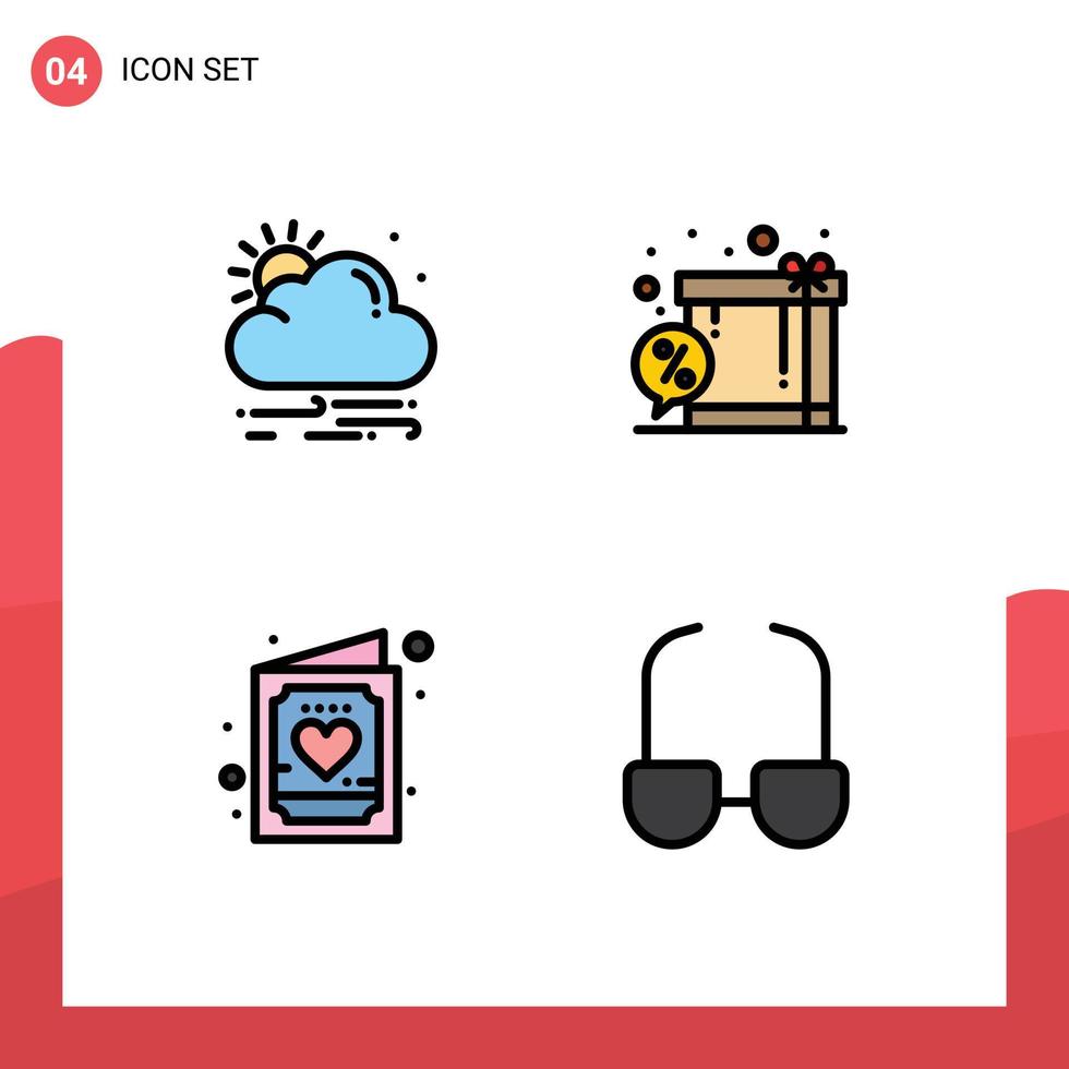 Set of 4 Modern UI Icons Symbols Signs for wind cute box shopping kid Editable Vector Design Elements