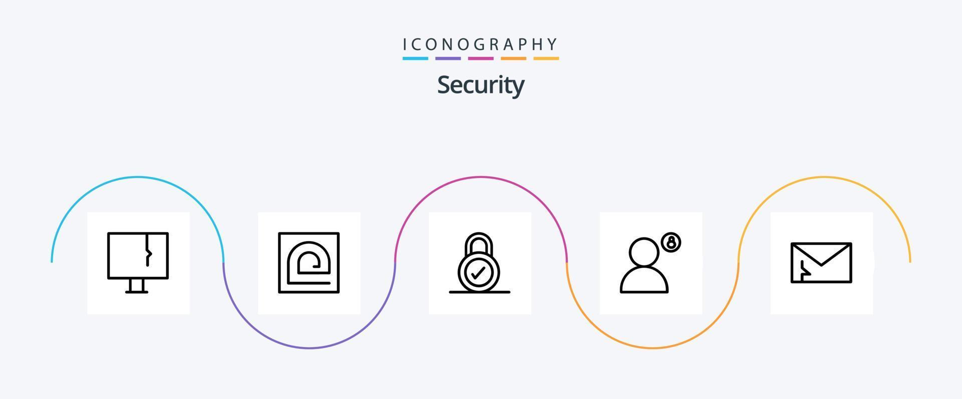 Security Line 5 Icon Pack Including profile. password. password. padlock. security vector