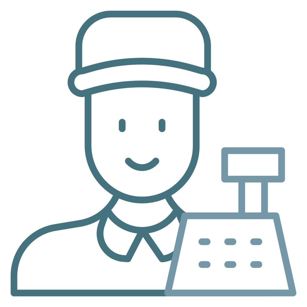 Cashier Male Line Two Color Icon vector