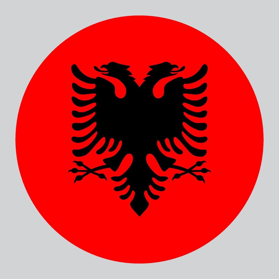 flat circle shaped Illustration of Albania flag vector