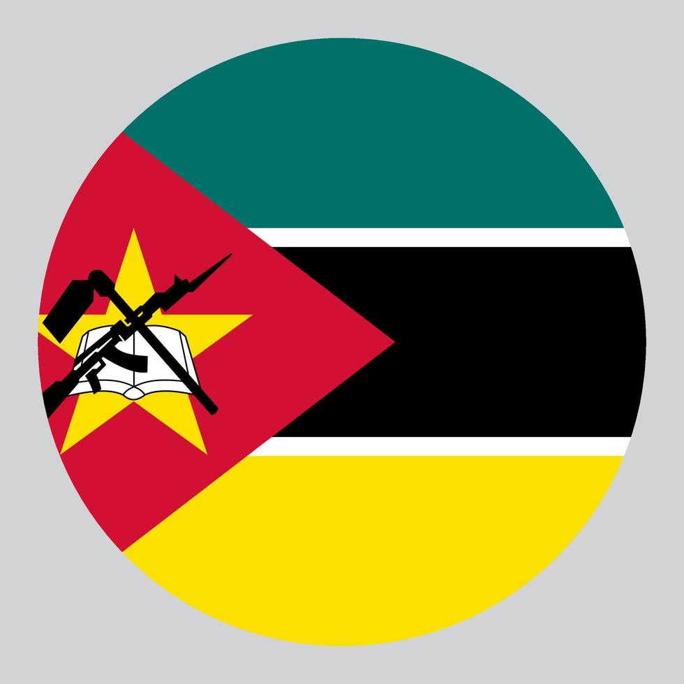 ilustración en forma de círculo plano de la bandera de mozambique vector