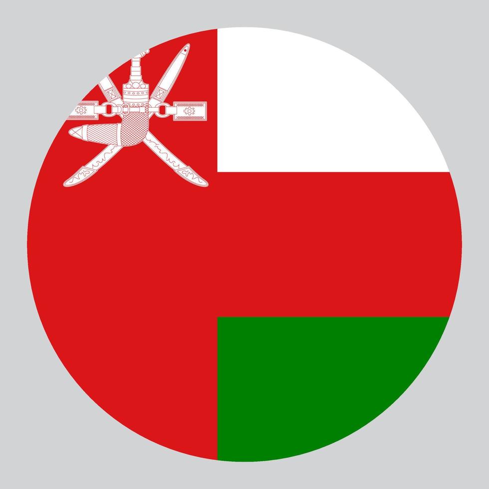 flat circle shaped Illustration of Oman flag vector