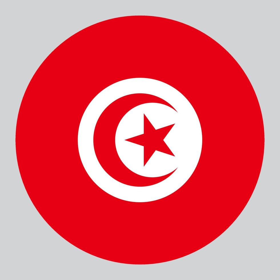 flat circle shaped Illustration of Tunisia flag vector