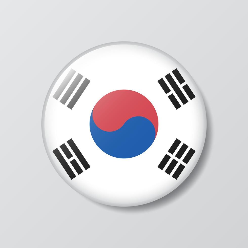 botón brillante ilustración en forma de círculo de la bandera de corea del sur vector