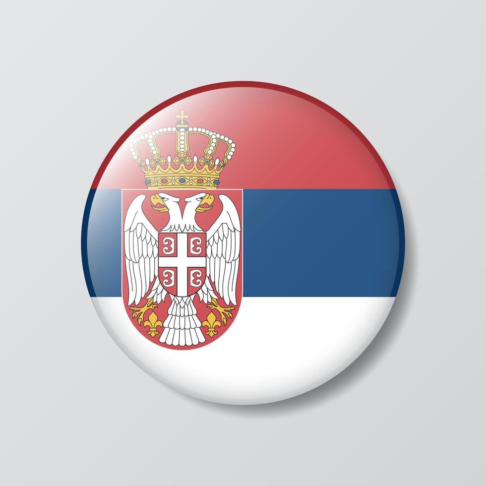 glossy button circle shaped Illustration of Serbia flag vector