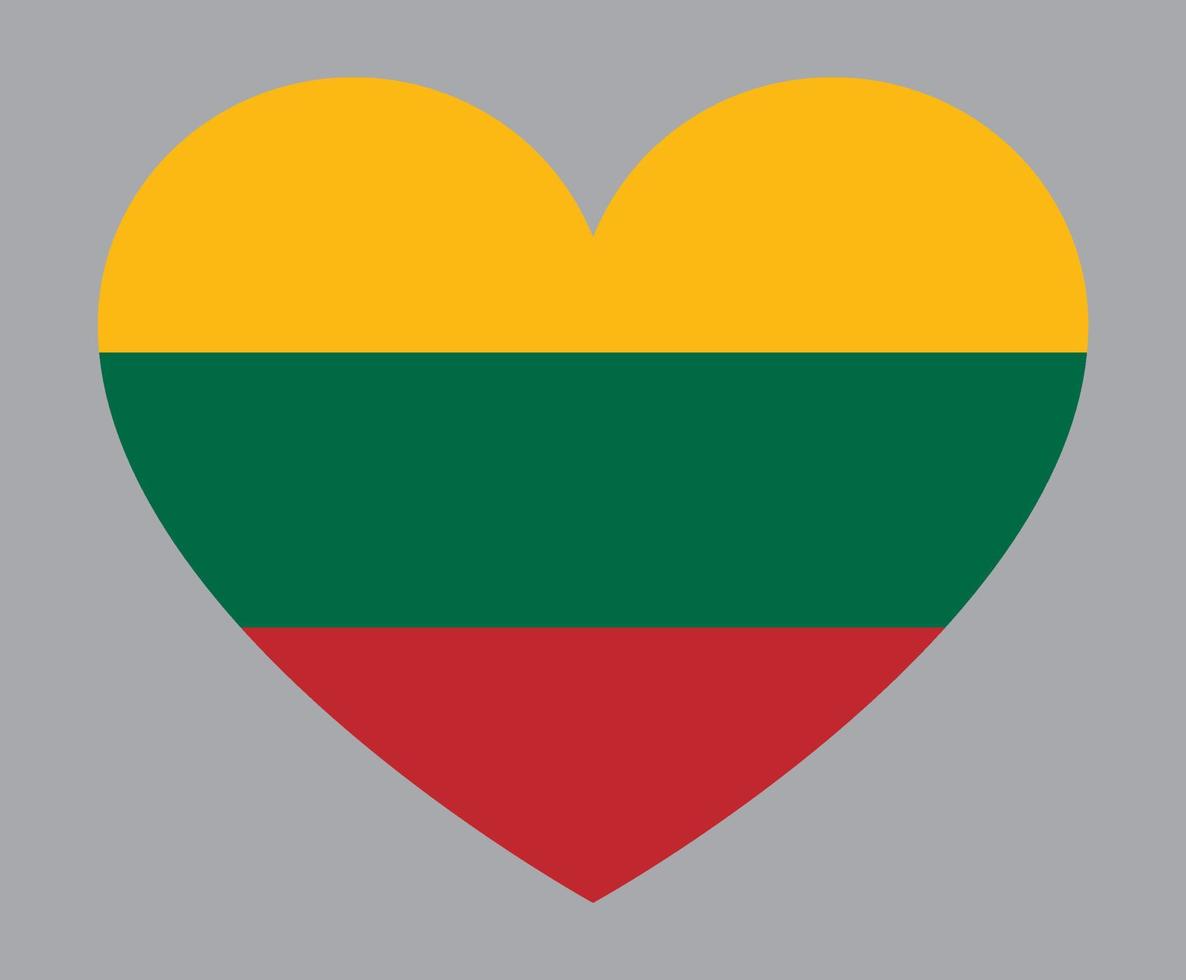 flat heart shaped Illustration of Lithuania flag vector