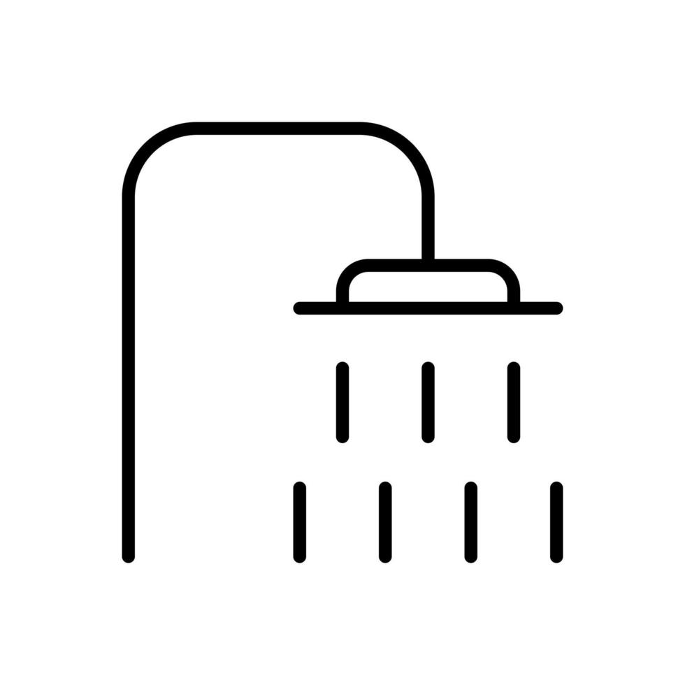 vector de estilo de línea plana de icono de hotel de ducha para diseño gráfico y web