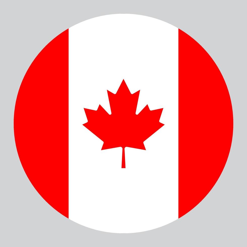 flat circle shaped Illustration of Canada flag vector