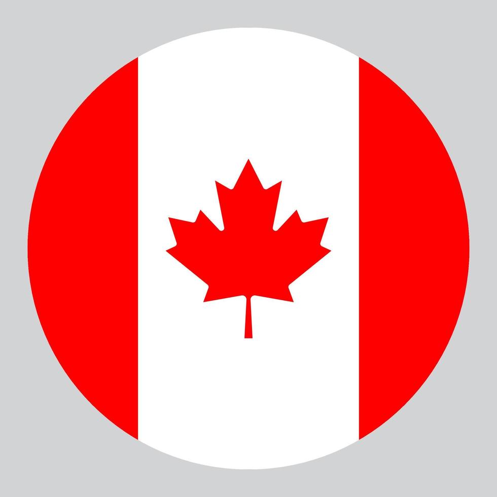 flat circle shaped Illustration of Canada flag vector