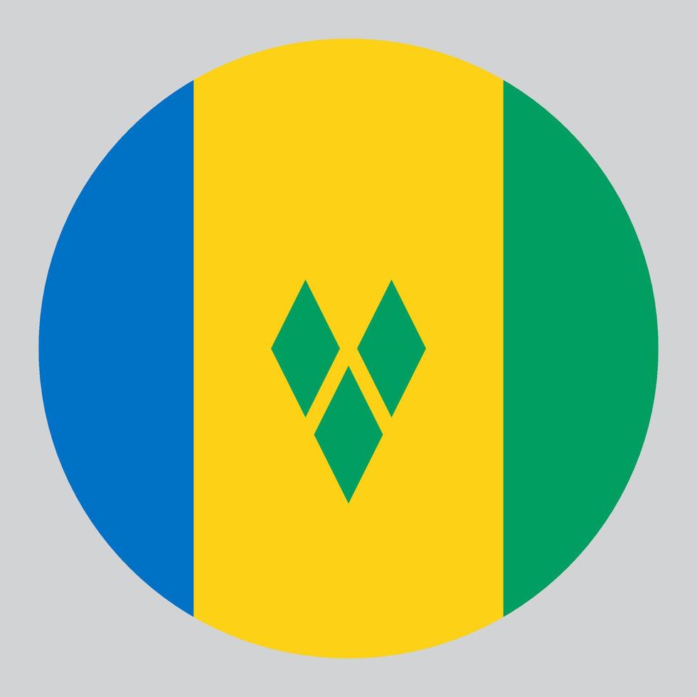 flat circle shaped Illustration of Saint Vincent and the Grenadines flag vector