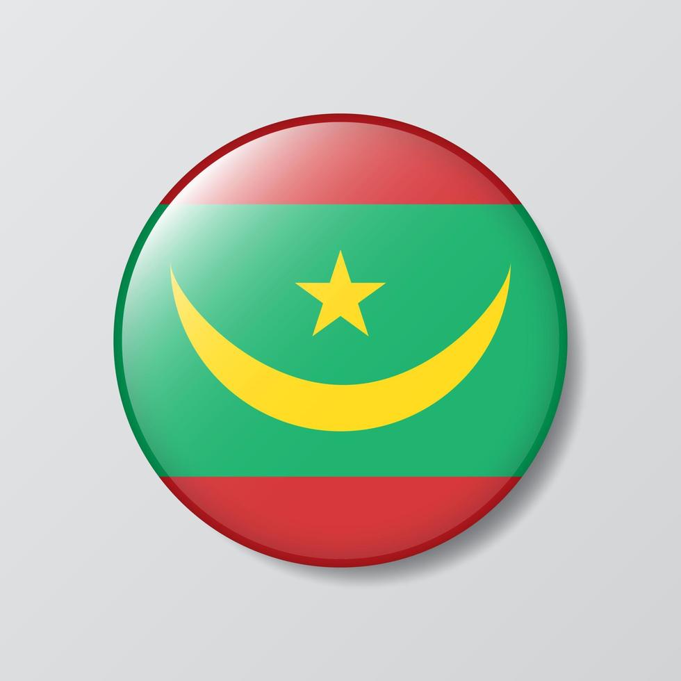 botón brillante ilustración en forma de círculo de la bandera de mauritania vector