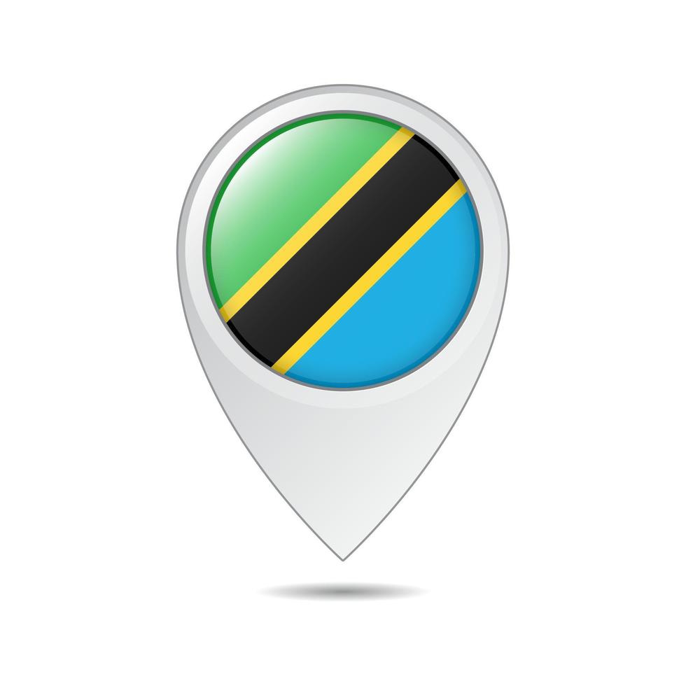 etiqueta de ubicación del mapa de la bandera de tanzania vector