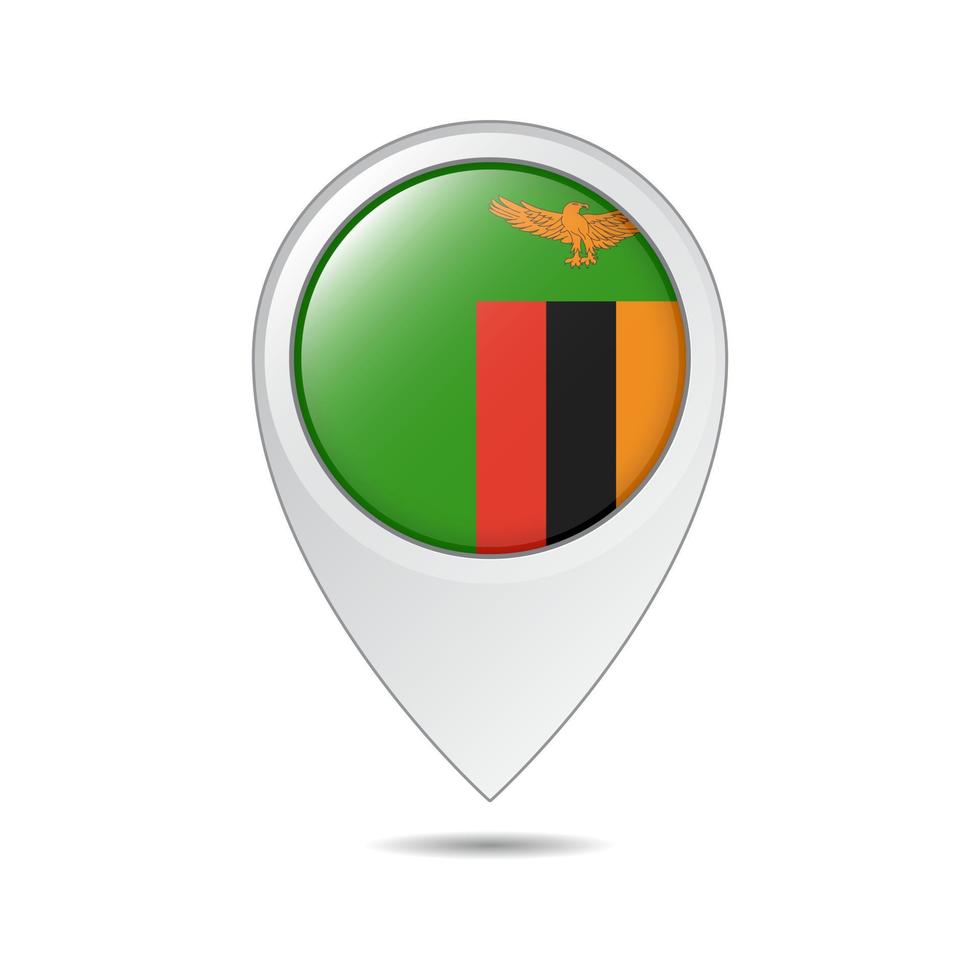 map location tag of Zambia flag vector