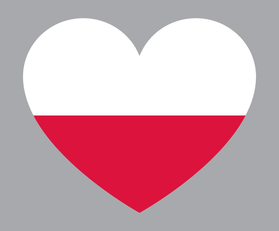 ilustración plana en forma de corazón de la bandera de polonia vector