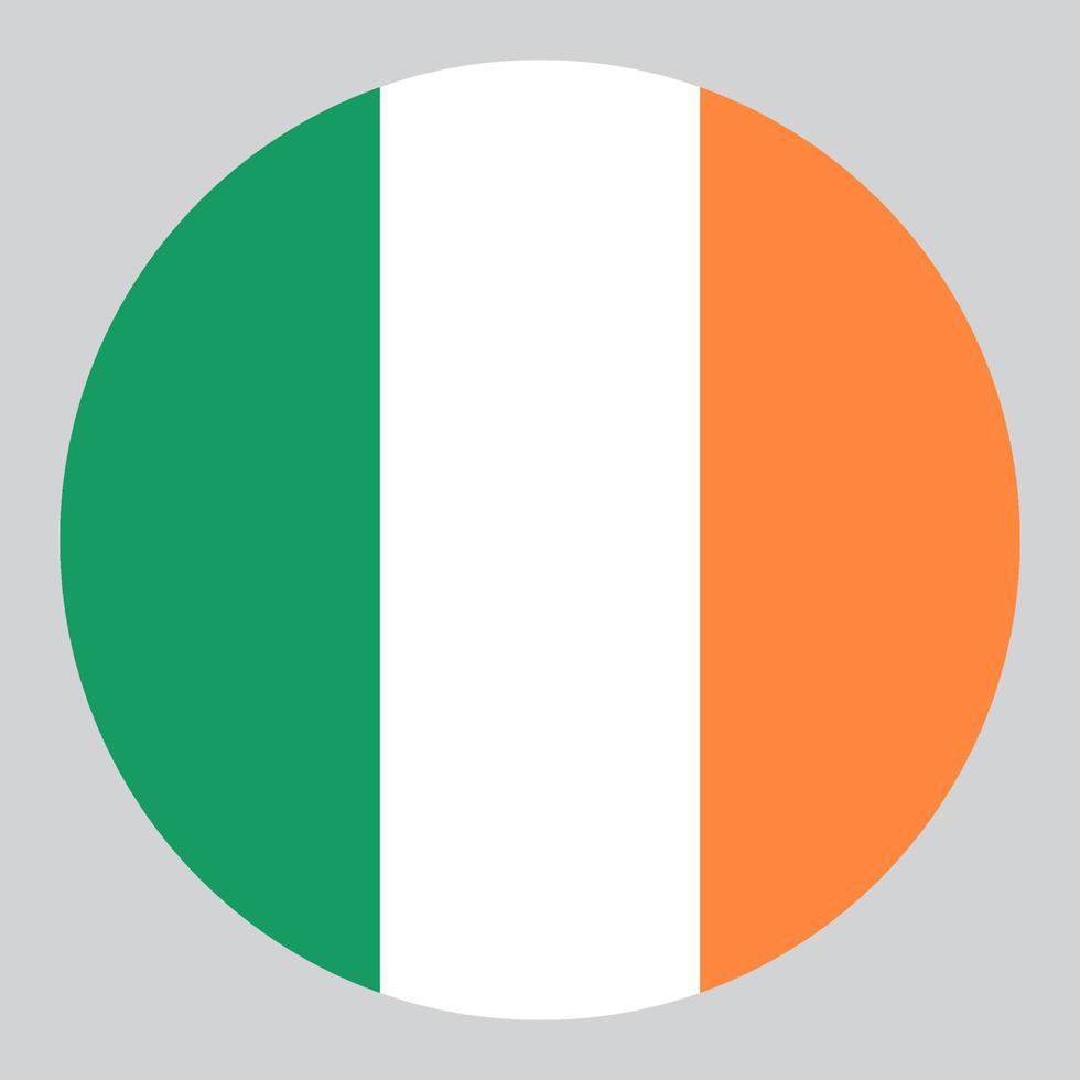 ilustración en forma de círculo plano de la bandera de irlanda vector