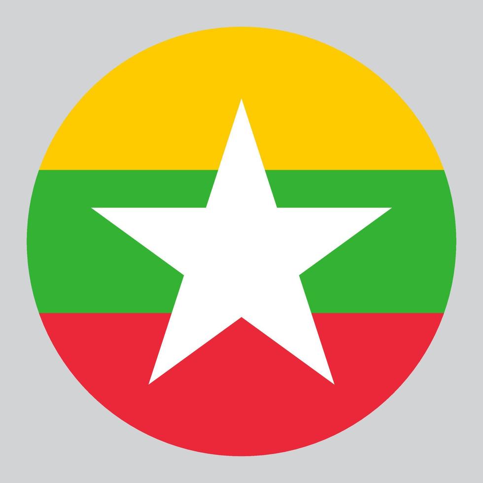 flat circle shaped Illustration of Myanmar flag vector