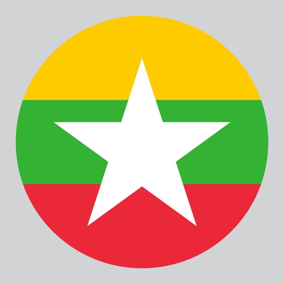 flat circle shaped Illustration of Myanmar flag vector