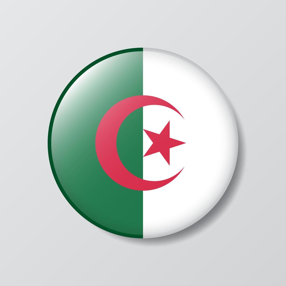 glossy button circle shaped Illustration of algeria flag vector