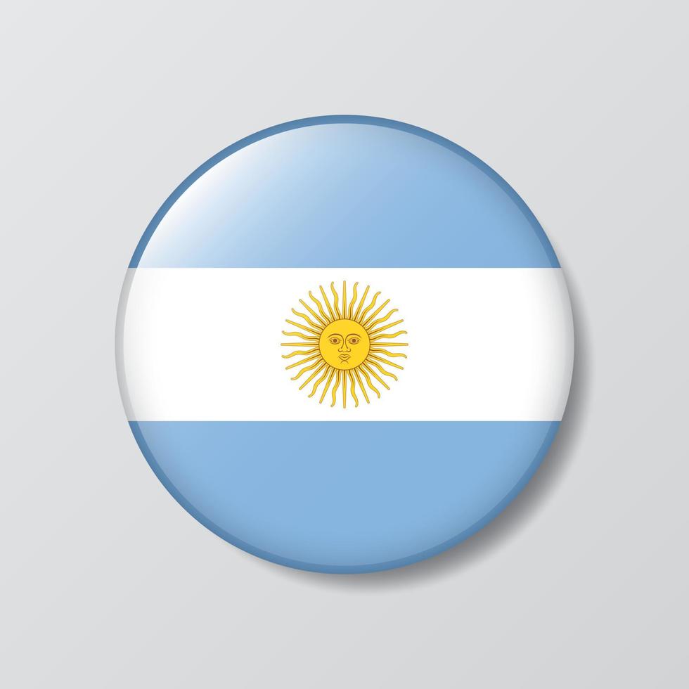 botón brillante ilustración en forma de círculo de bandera argentina vector