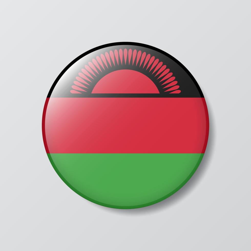 glossy button circle shaped Illustration of Malawi flag vector