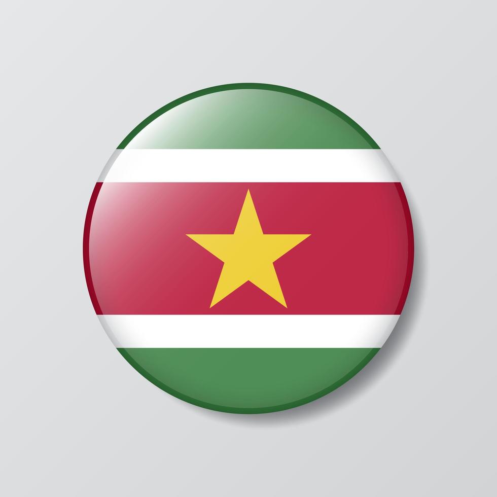 botón brillante ilustración en forma de círculo de la bandera de surinam vector