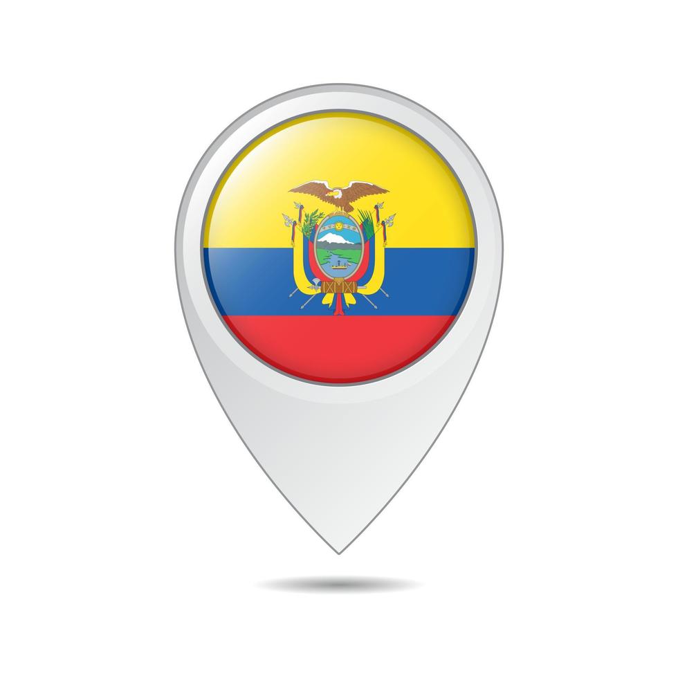 map location tag of Ecuador flag vector