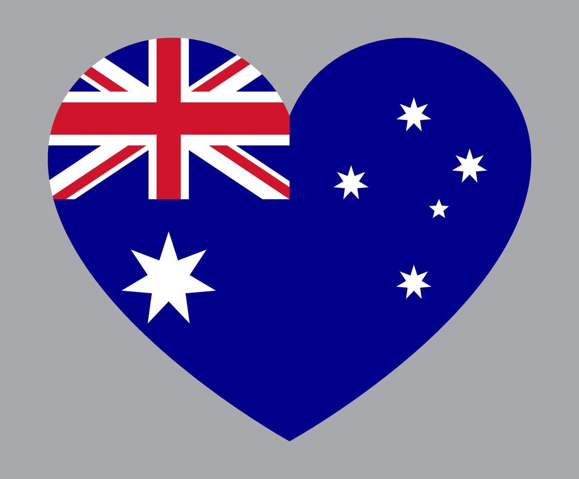 ilustración plana en forma de corazón de la bandera de australia vector