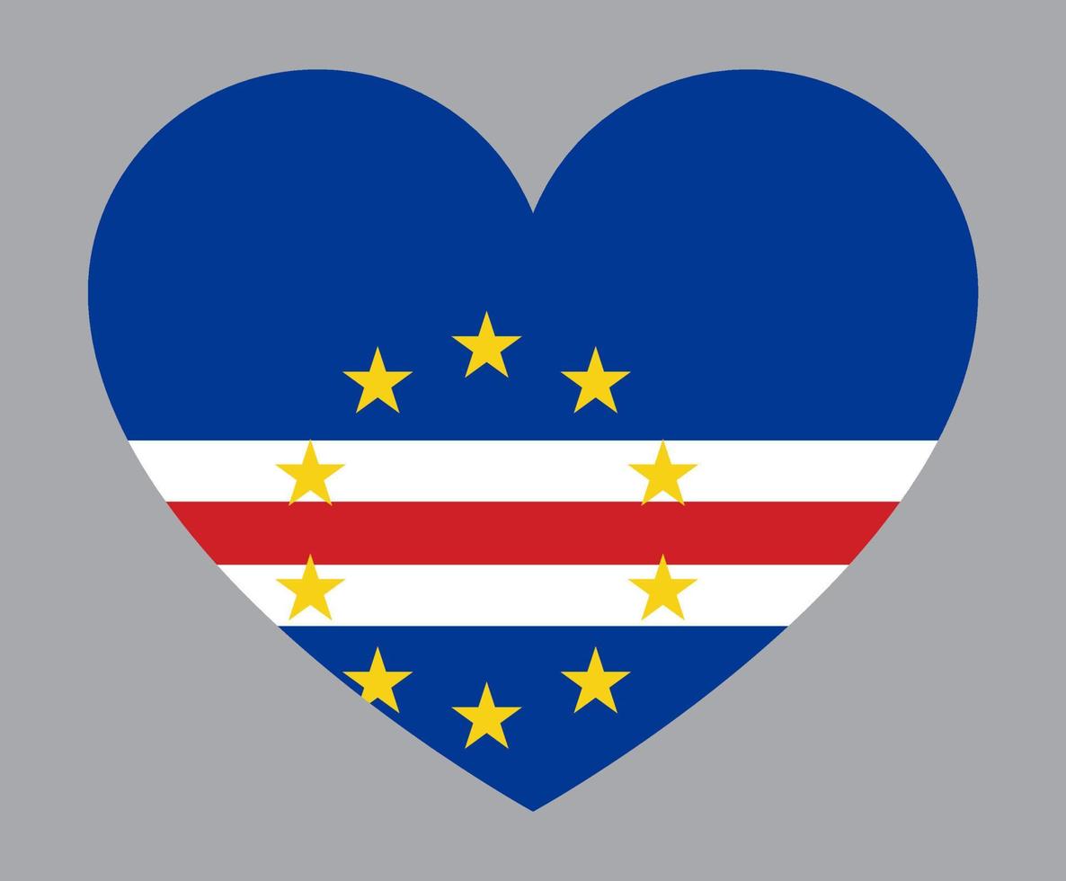 ilustración plana en forma de corazón de la bandera de cabo verde vector