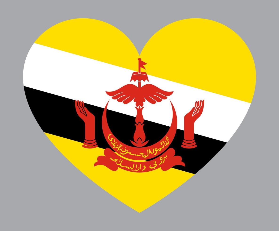 flat heart shaped Illustration of Brunei flag vector