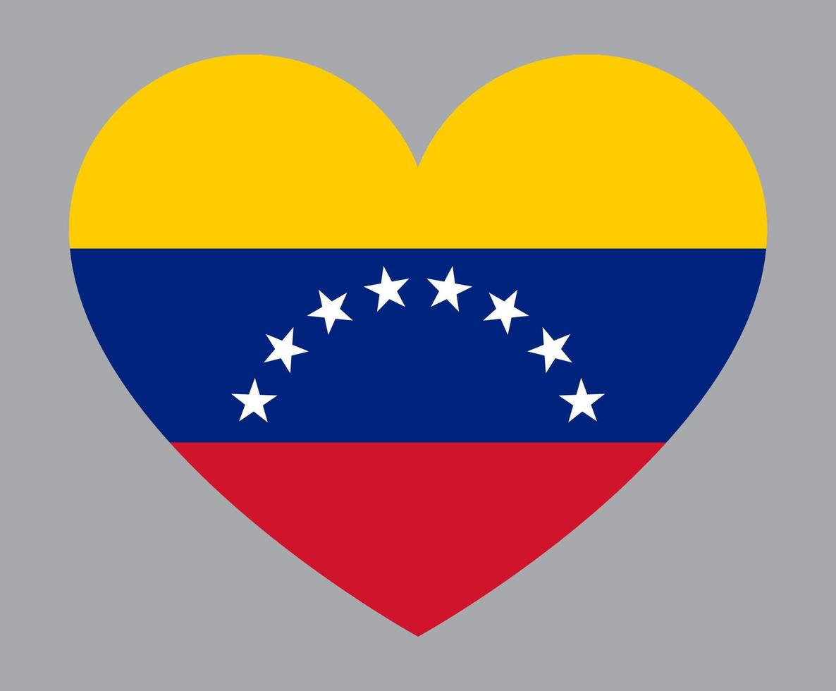 ilustración plana en forma de corazón de la bandera de venezuela vector