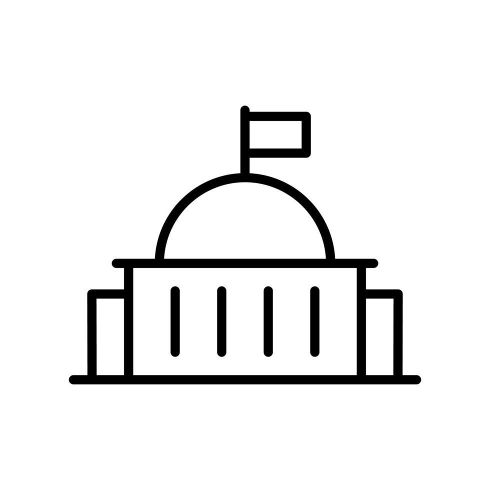 vector de estilo de línea plana de icono de edificio de gobierno para diseño gráfico y web