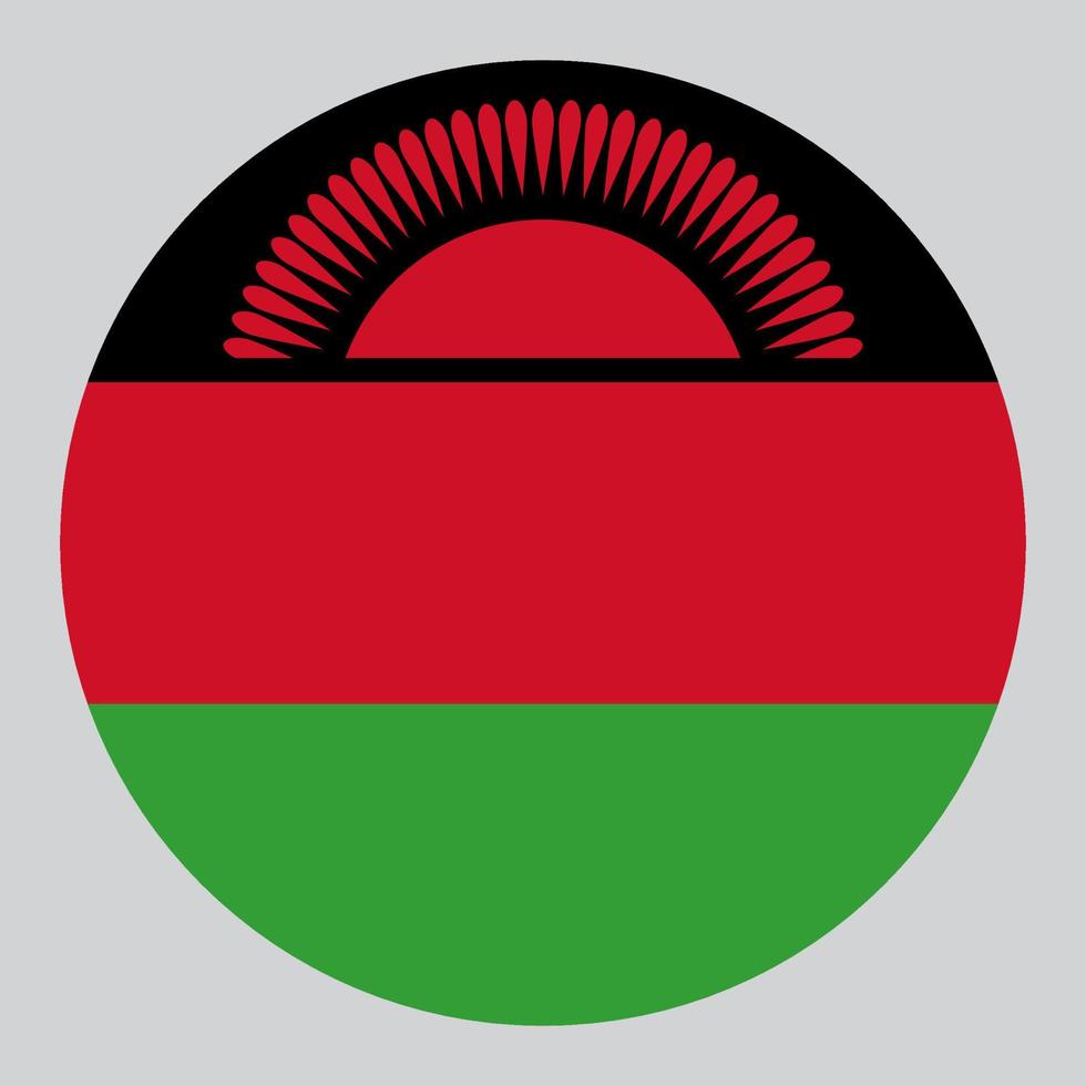 flat circle shaped Illustration of Malawi flag vector