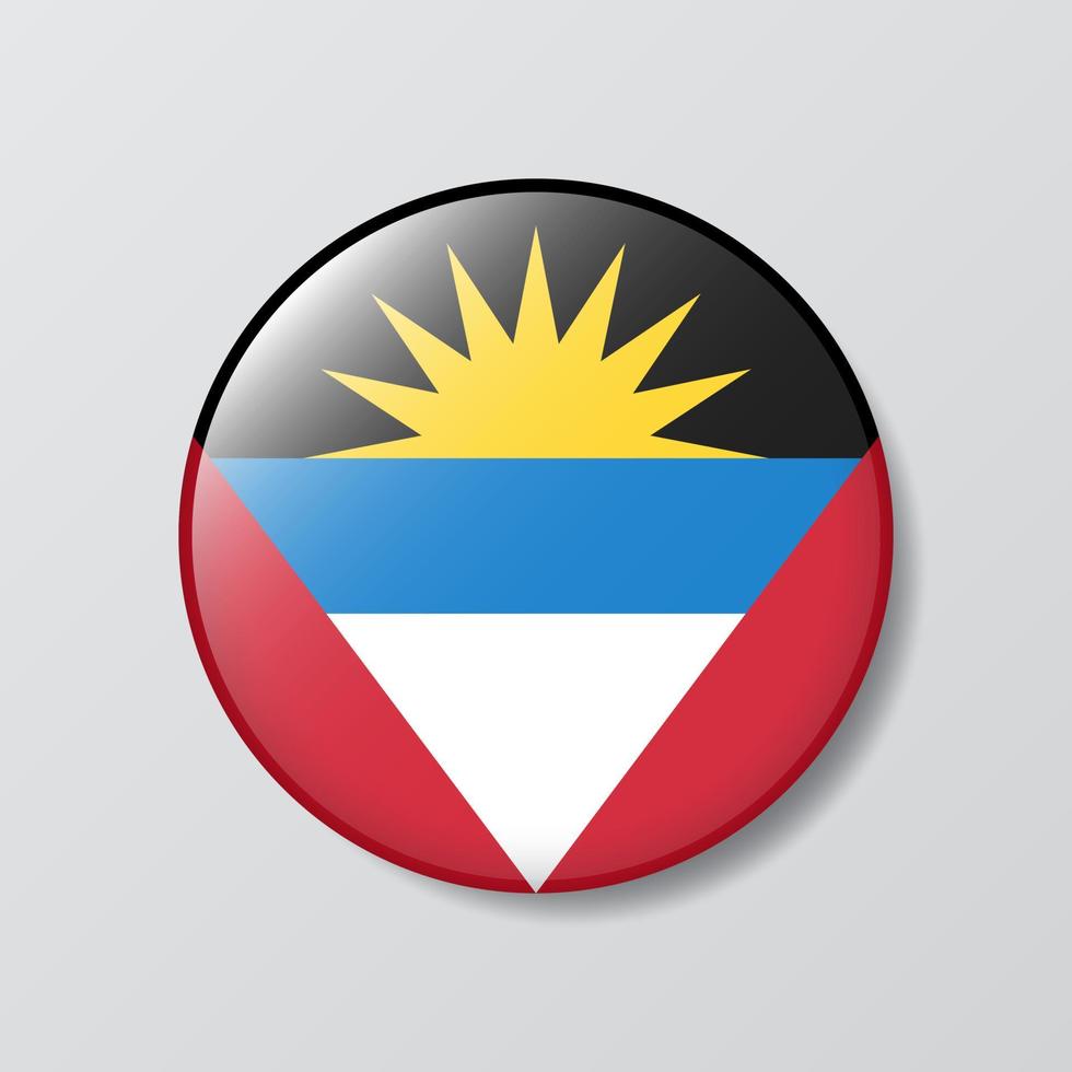 glossy button circle shaped Illustration of Antigua and Barbuda flag vector