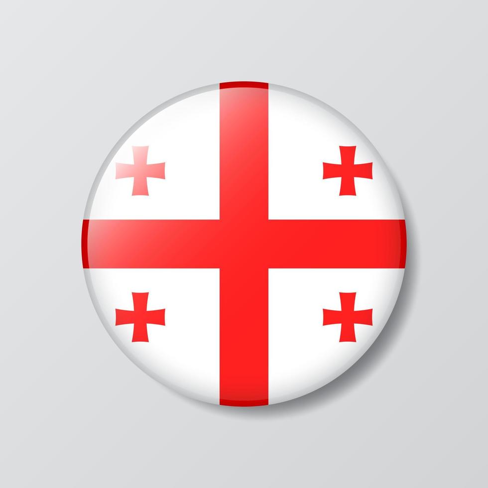 glossy button circle shaped Illustration of Georgia flag vector