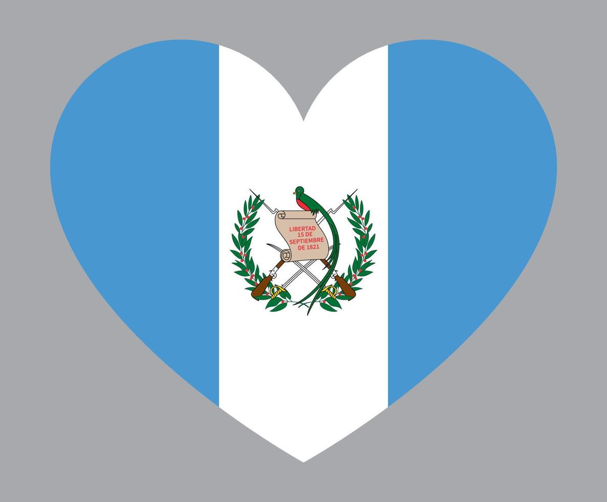 ilustración plana en forma de corazón de la bandera de guatemala vector